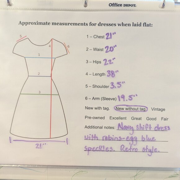 TALBOTS Nwot Heathered Shift Dress L Blue Fleck Navy Blue Retro Style 60's - Picture 13 of 13